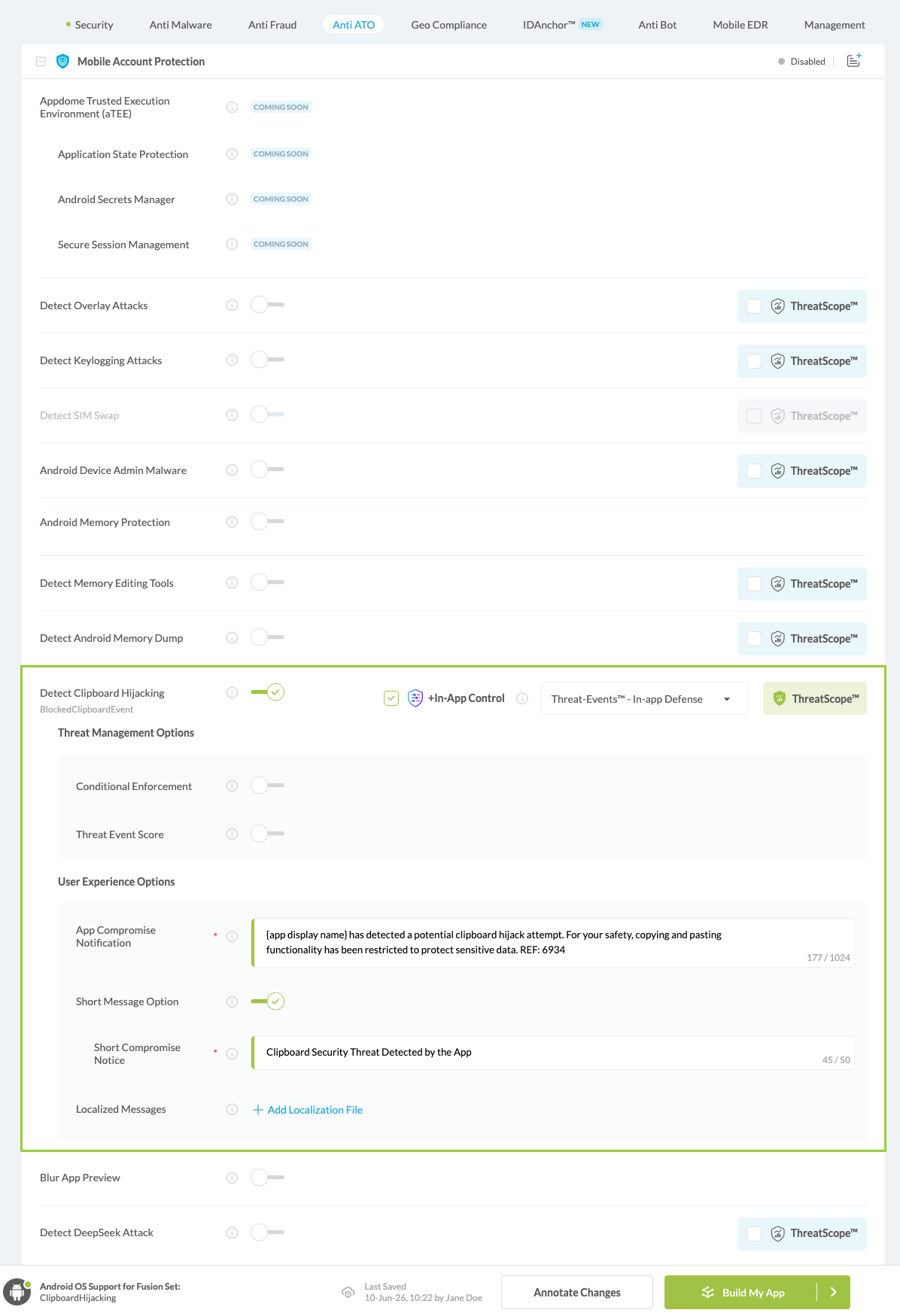 Detect Clipboard Hijacking option