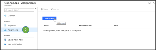 Assignments > add group