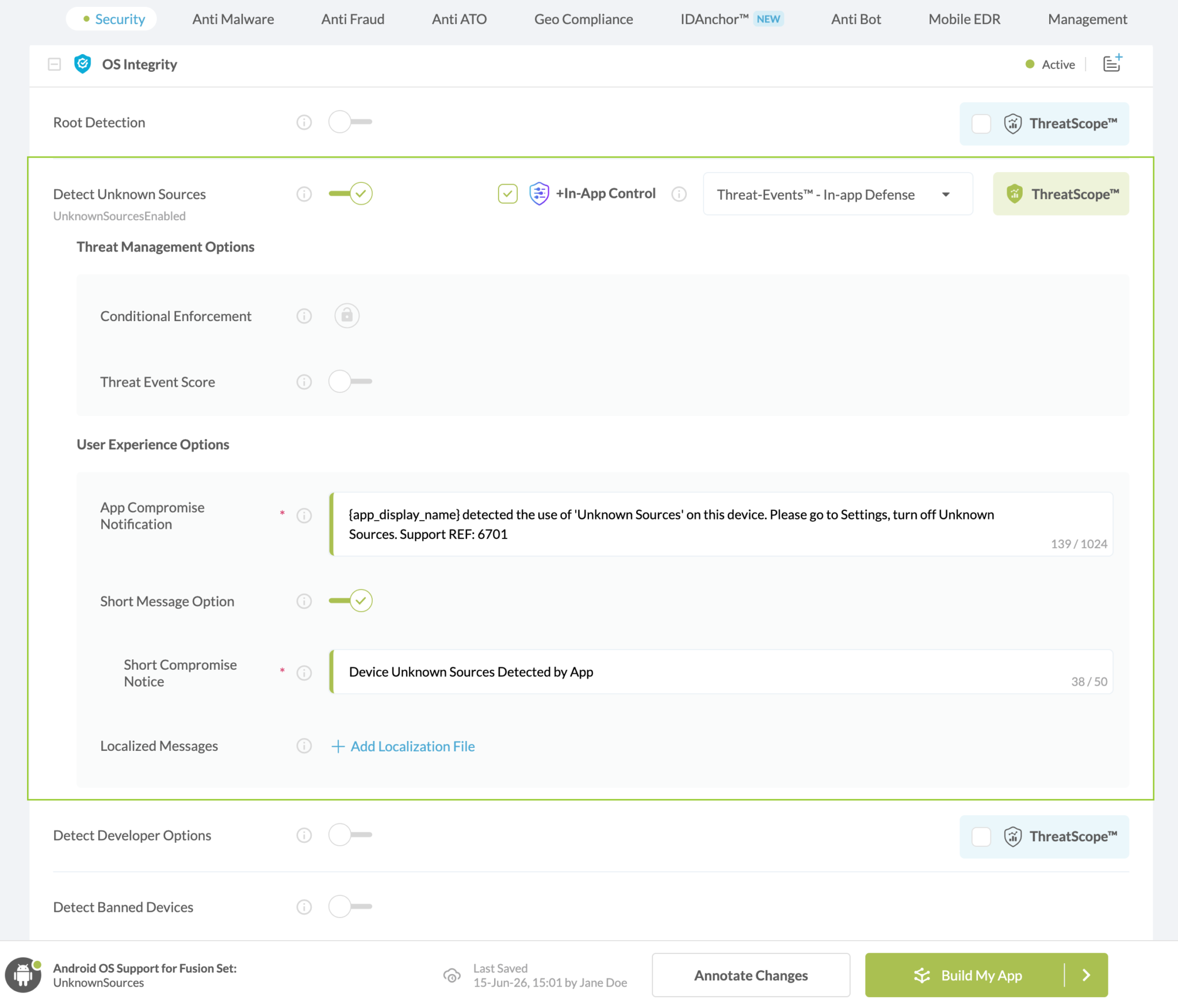 Detect Unknown Sources option