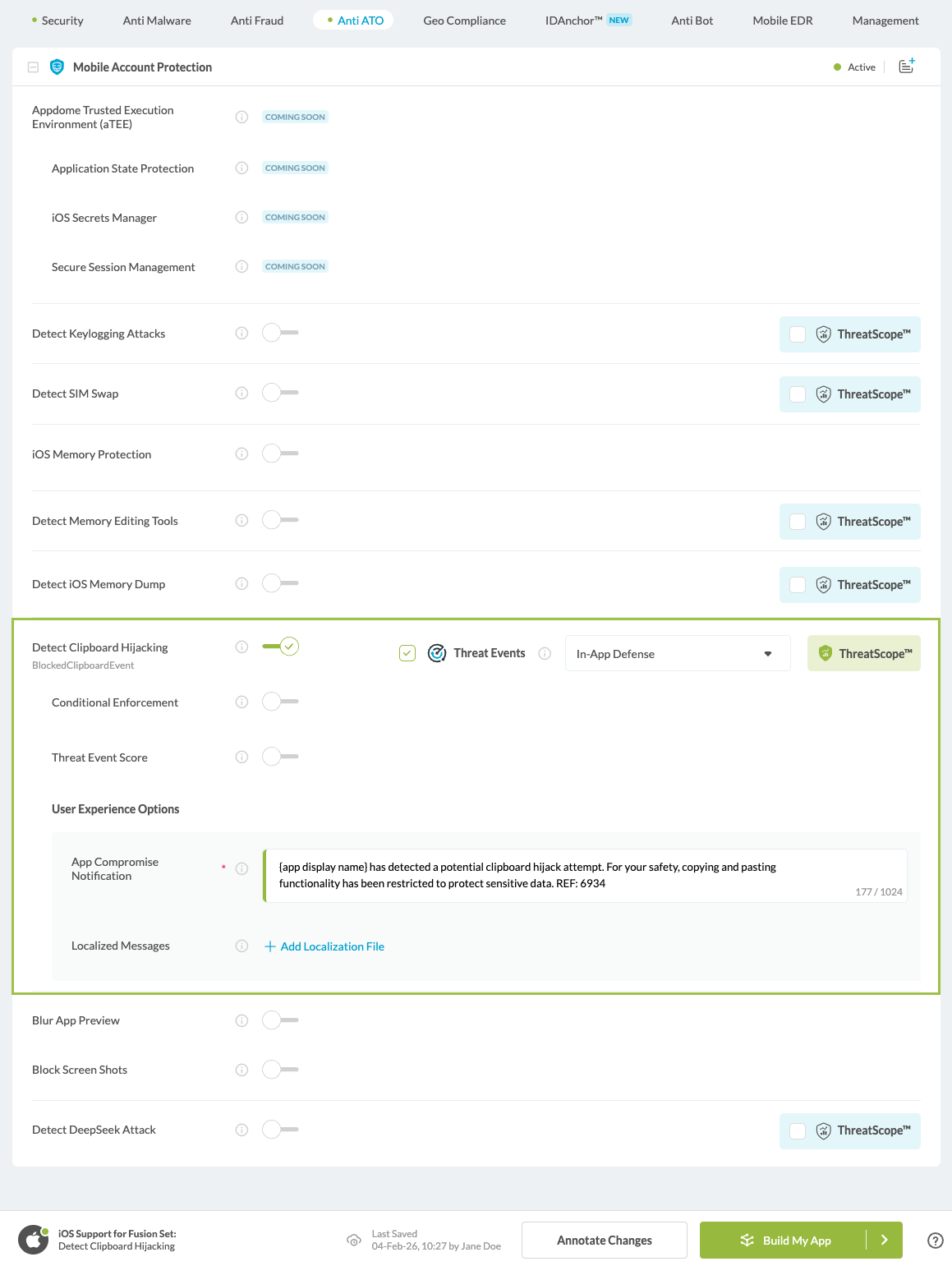 Detect Clipboard Hijacking option