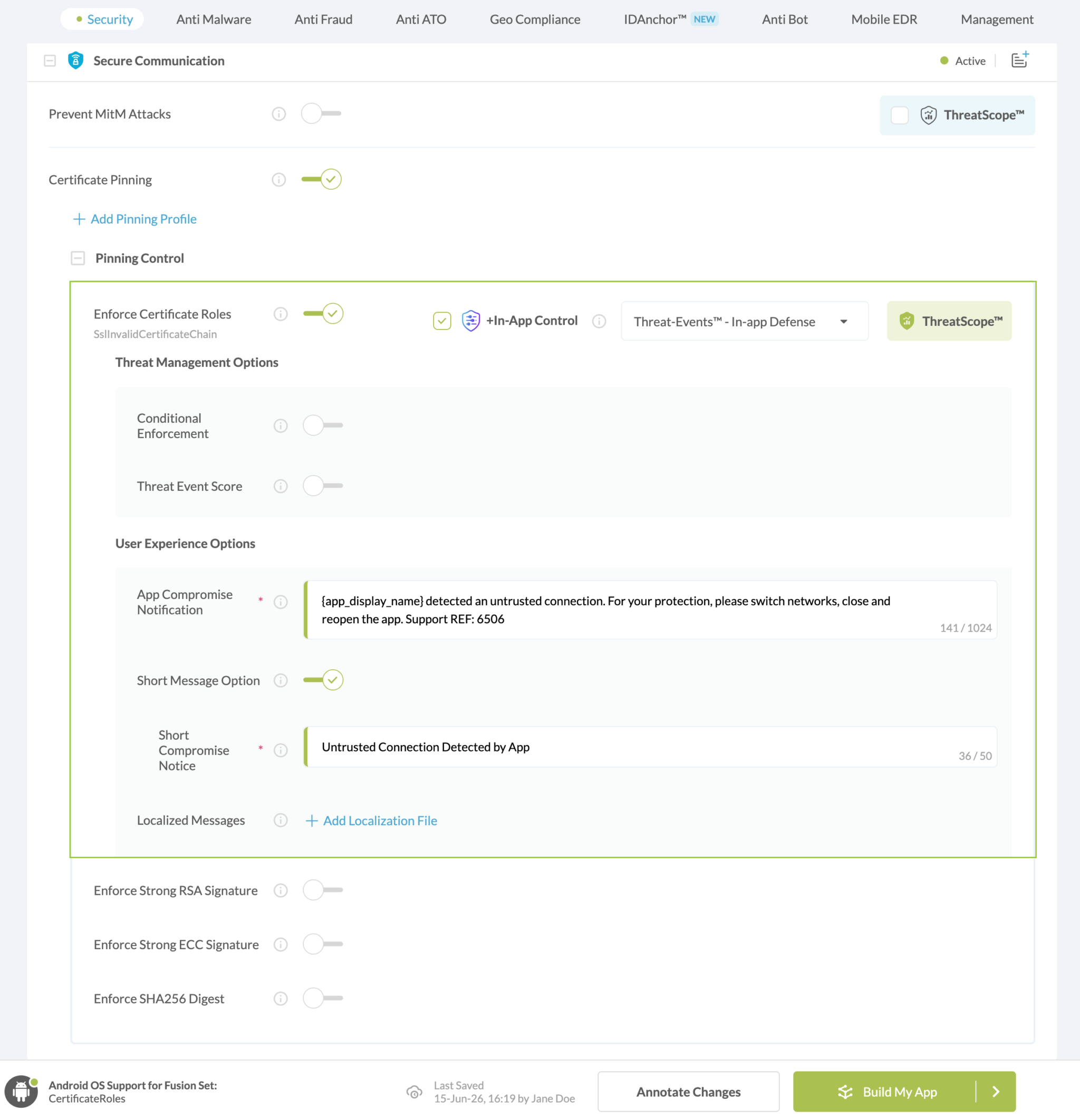 Enforce Certificate Roles option
