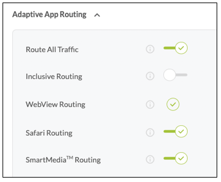 Adaptive App Routing instrumentation choices on Appdome