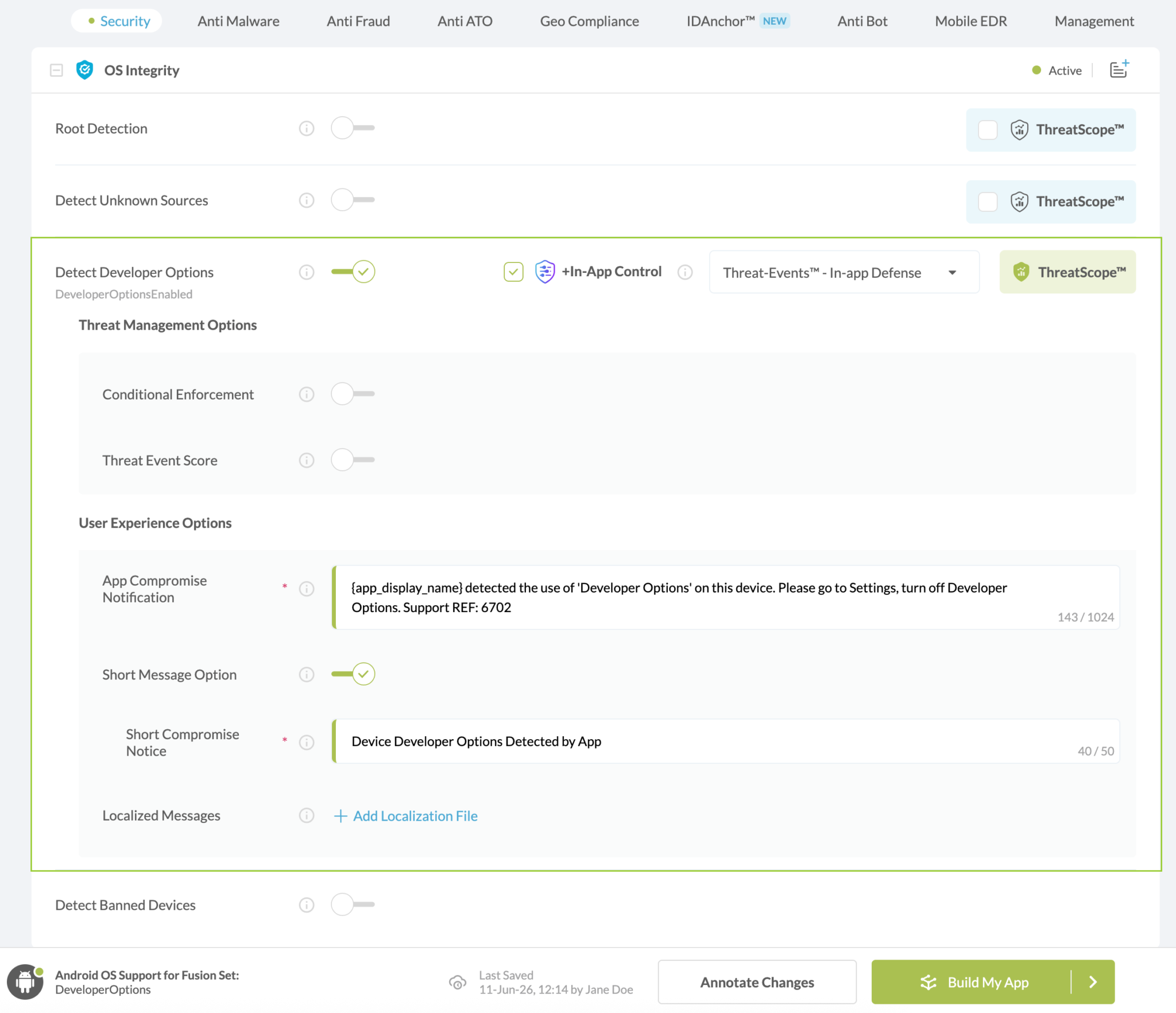 Detect Developer Options option