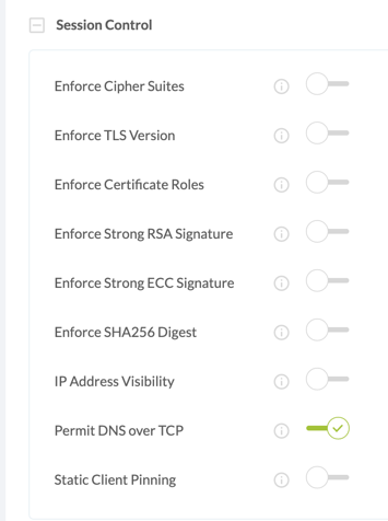 appdome permit dns over tcp option