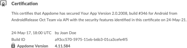 appdome certified secure certificate build