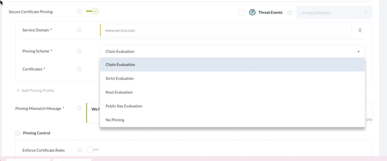 Appdome Secure Certificate Pinning Schemes