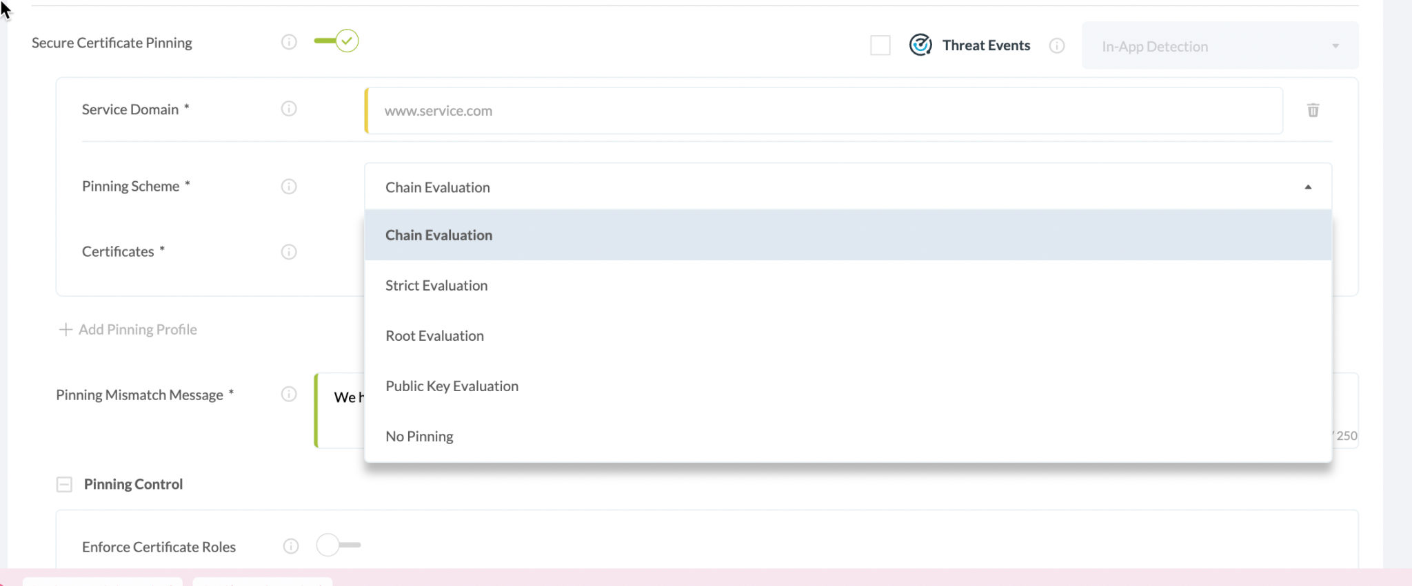 Appdome Secure Certificate Pinning Schemes