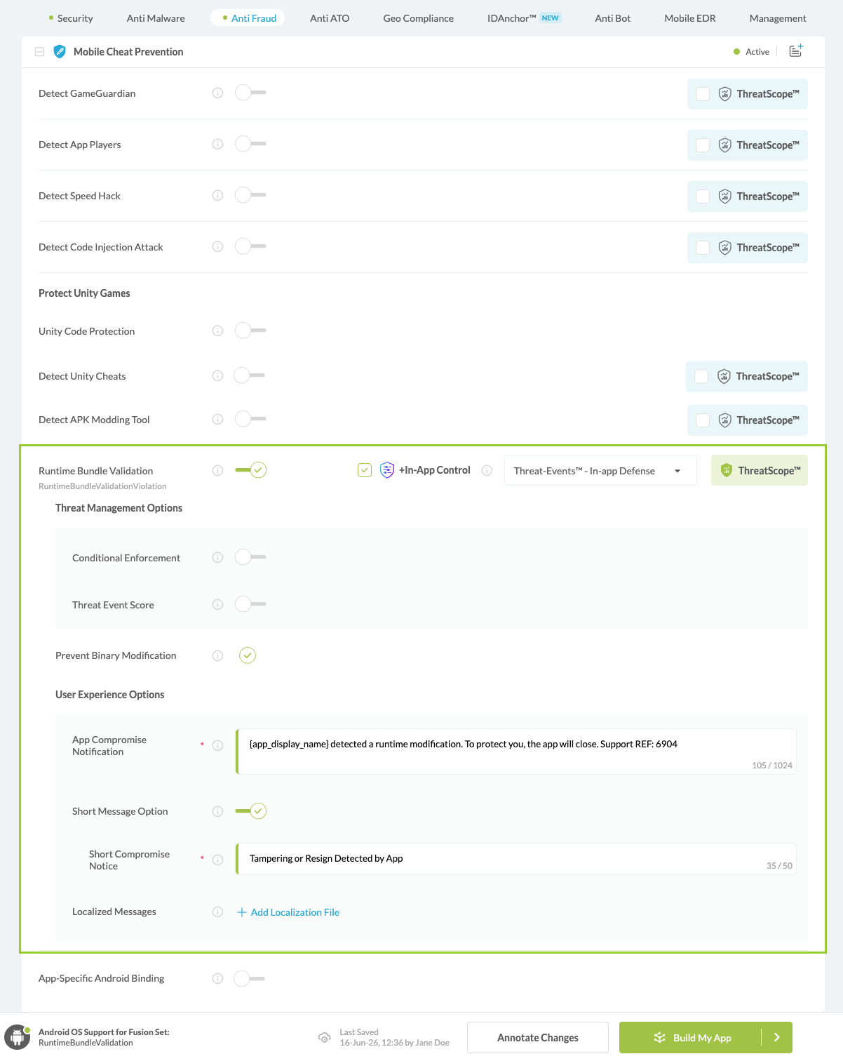 Runtime Bundle Validation option