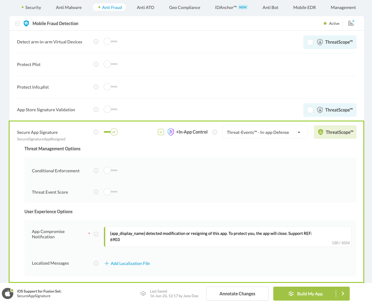 Secure App Signature option