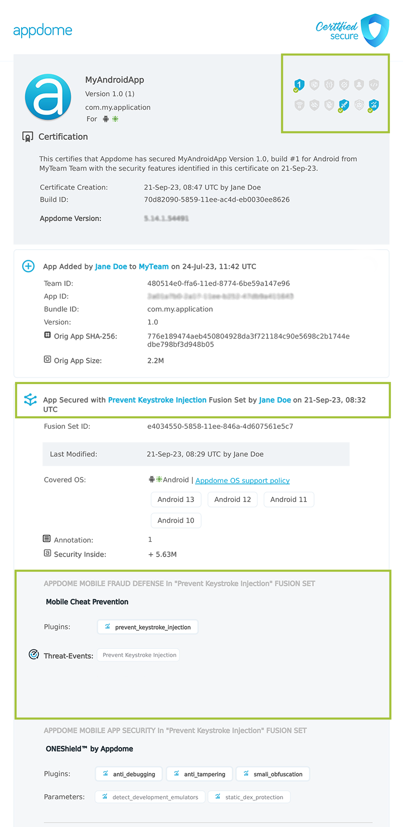 Prevent Keystroke Injection shown in Certificate secure