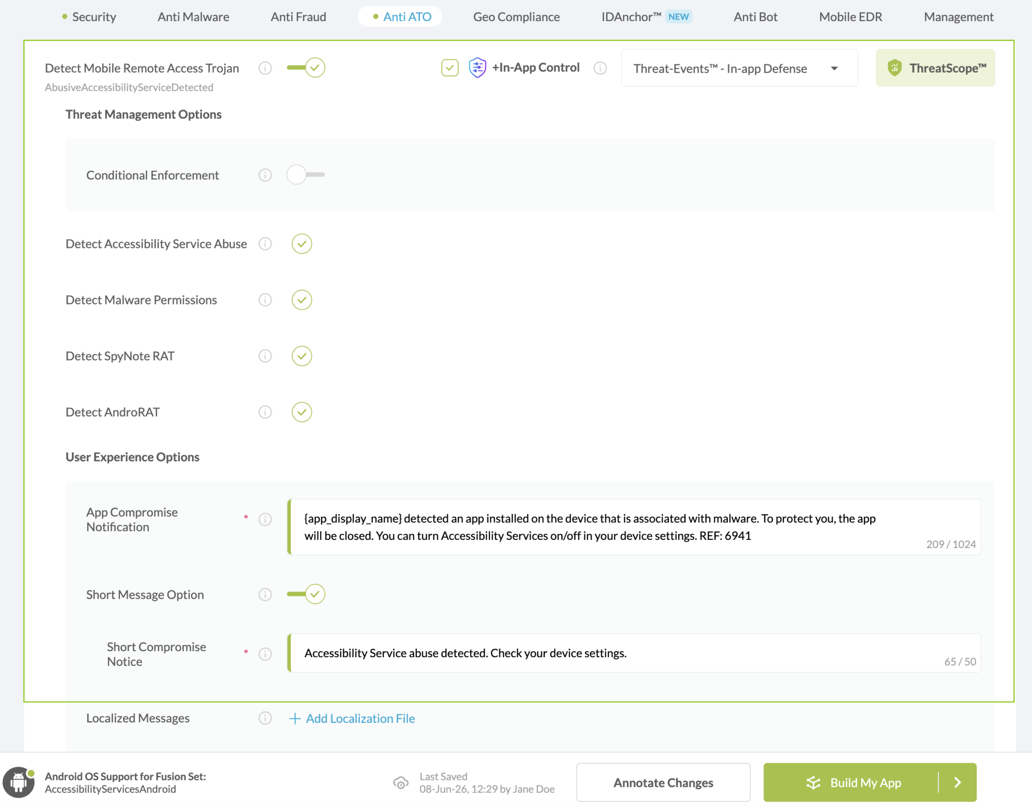Allow Accessibility with Specified Apps option