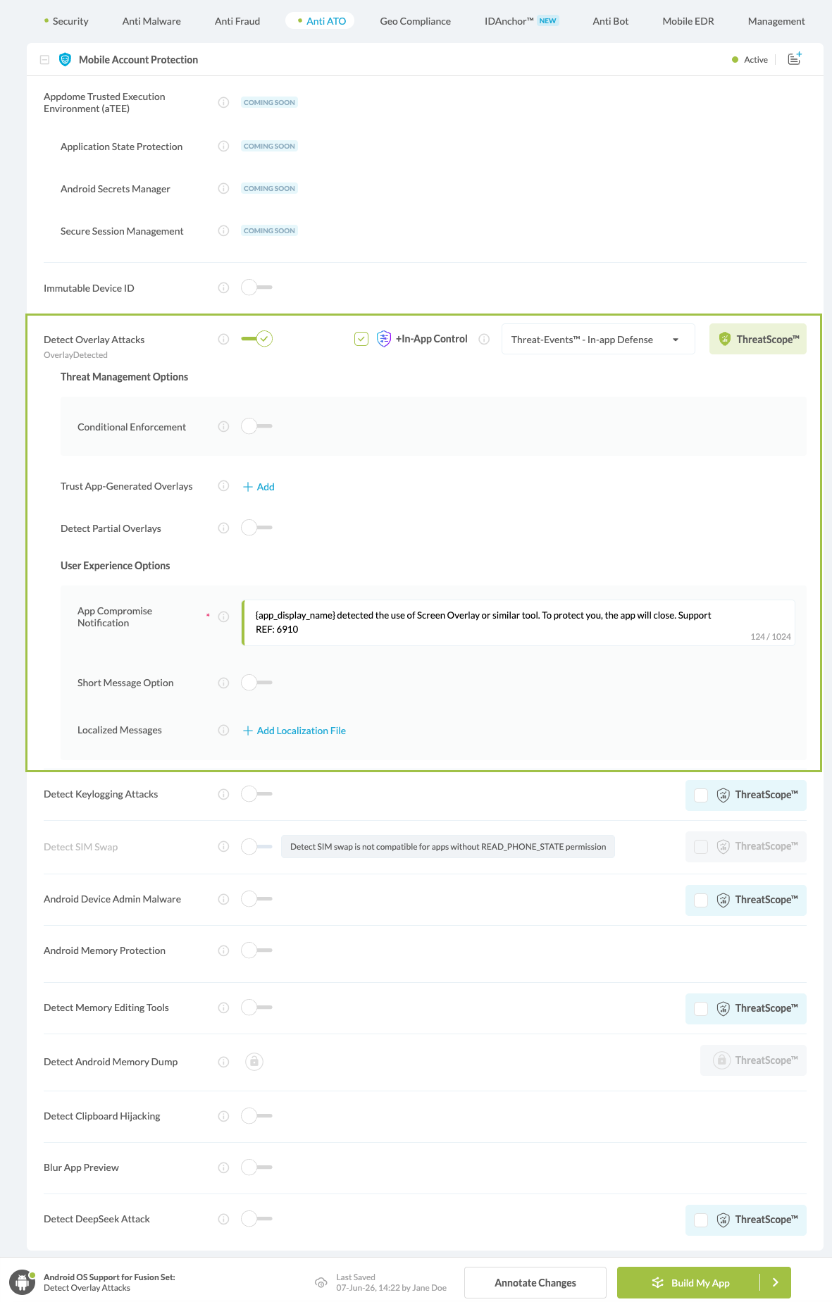 Detect Overlay Attacks option