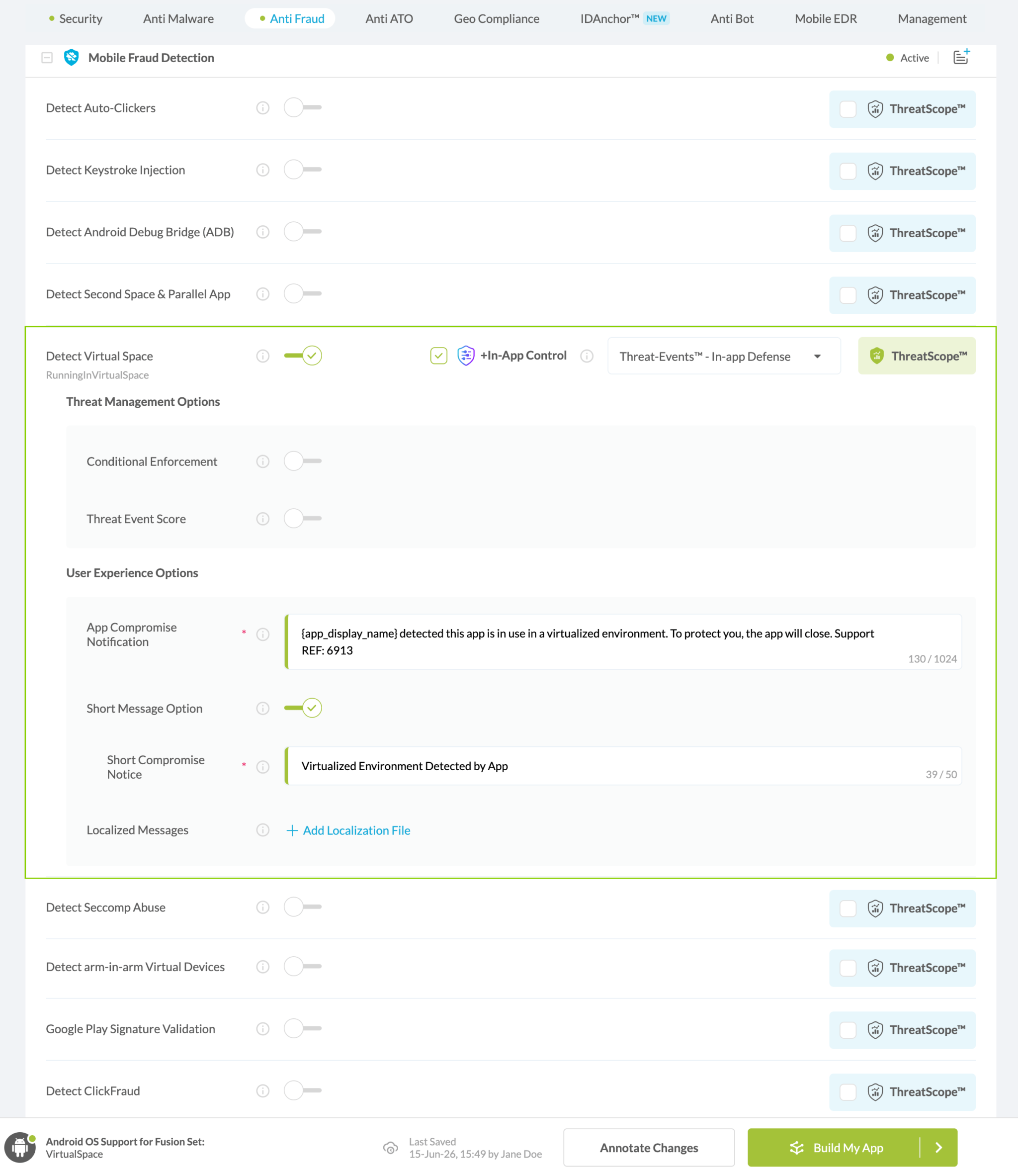 Detect Virtual Space option