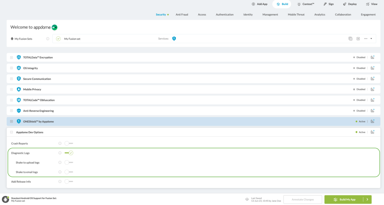 Appdome Dev Options