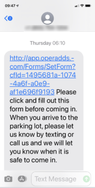 possible phishing text message