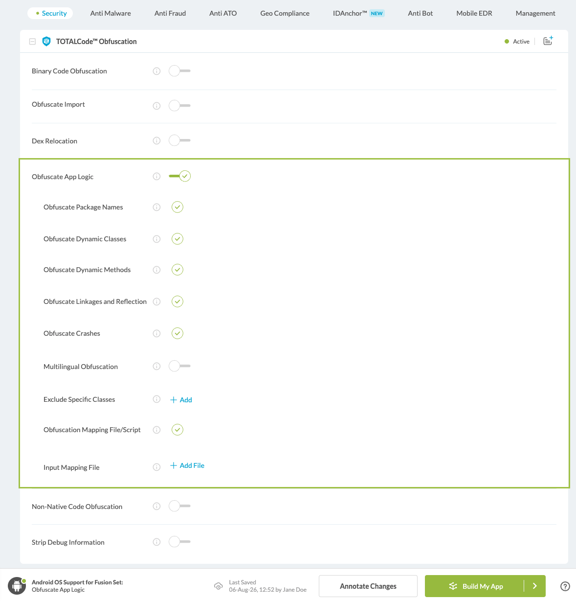 Obfuscate App Logic option