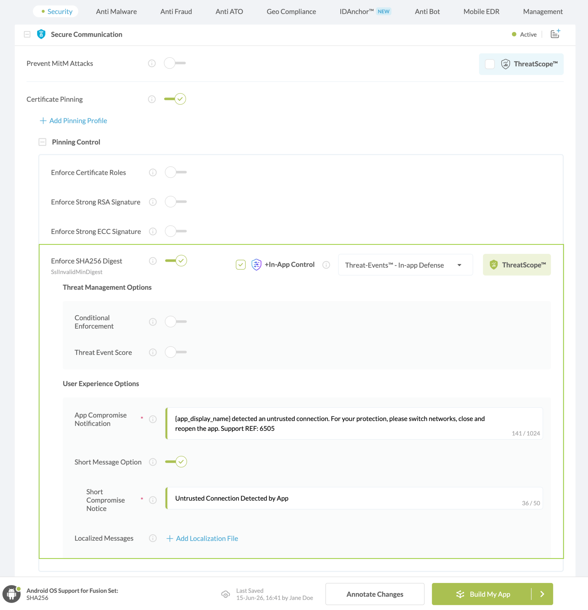 Enforce SHA256 Digest option