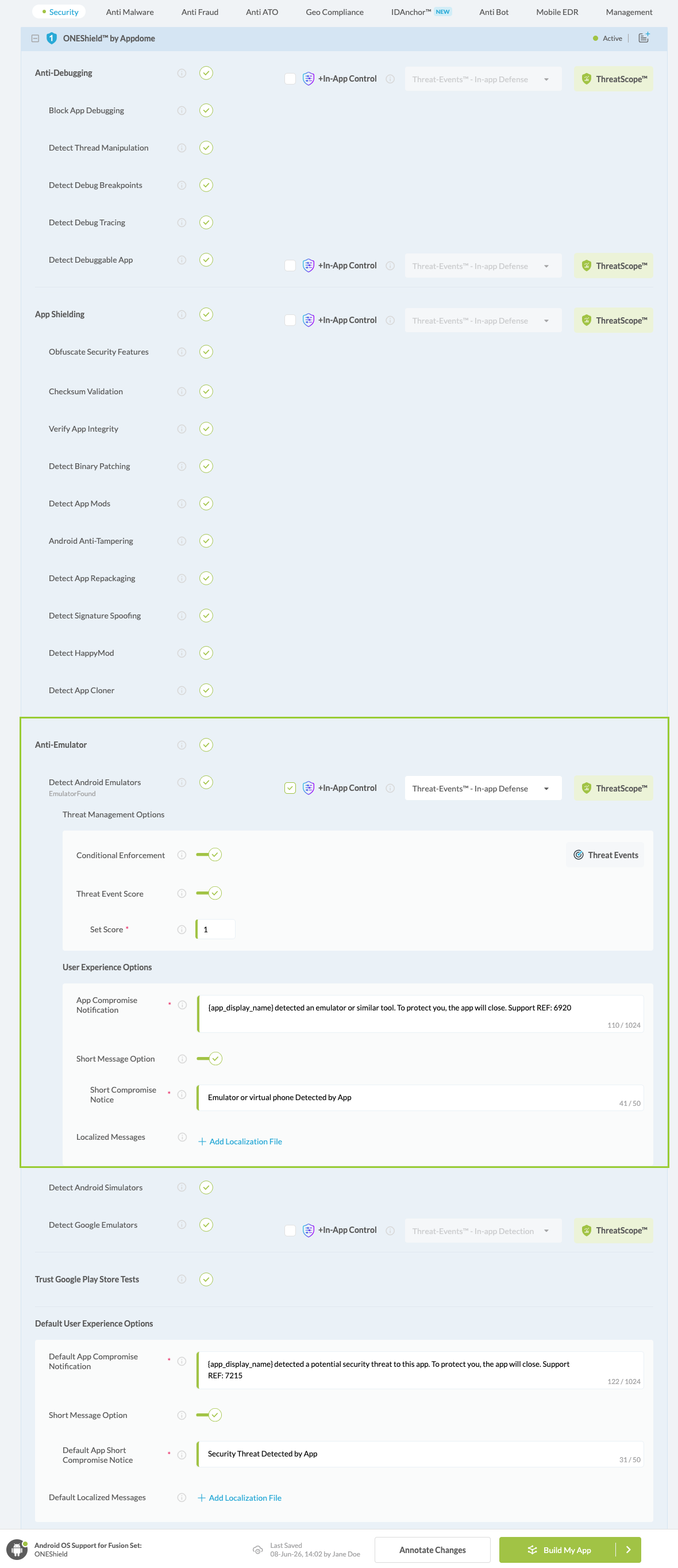 Detect Android Emulators option