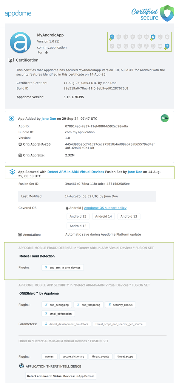 Detect ARM-in-ARM Virtual Devices shown in Certificate secure