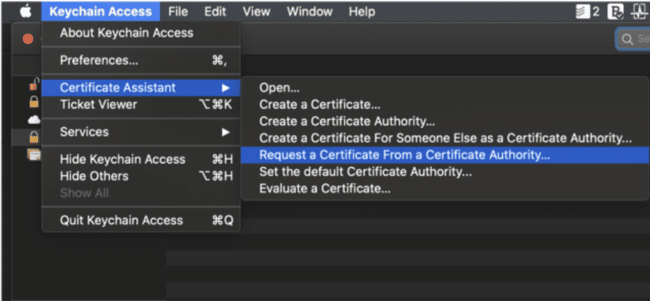 Request a Certificate from a Certificate Authority in the Keychain Access