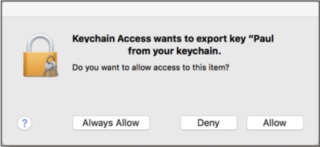 Enabling Keychain Access to export the key from your keychain