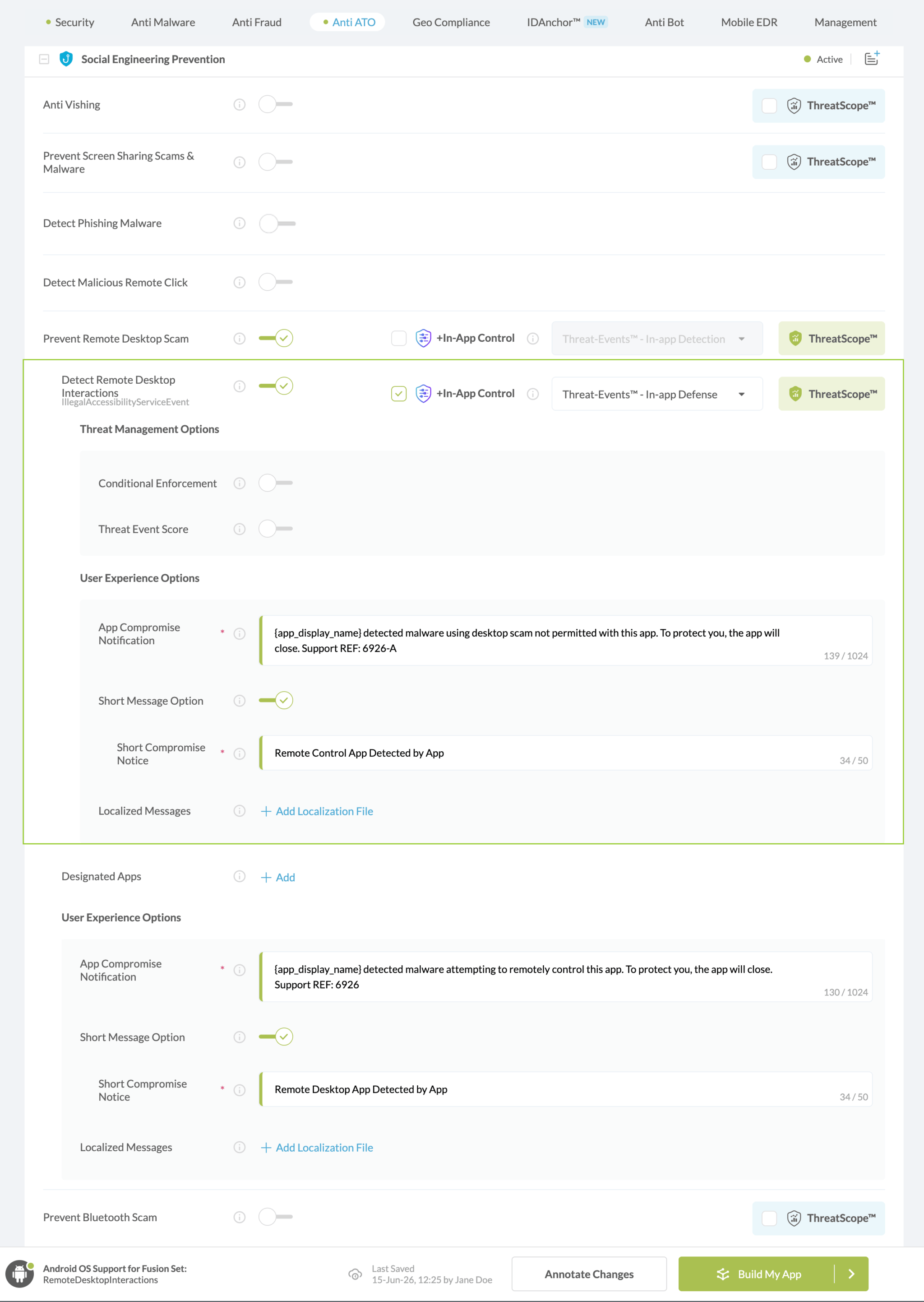 Detect Remote Desktop Interactions option