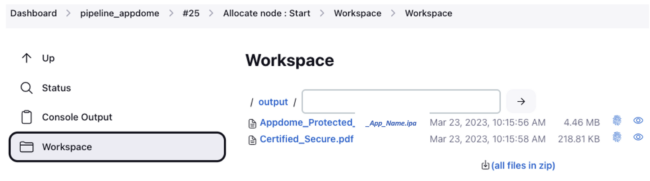 Appdome plugin for Jenkins - Build Workspace