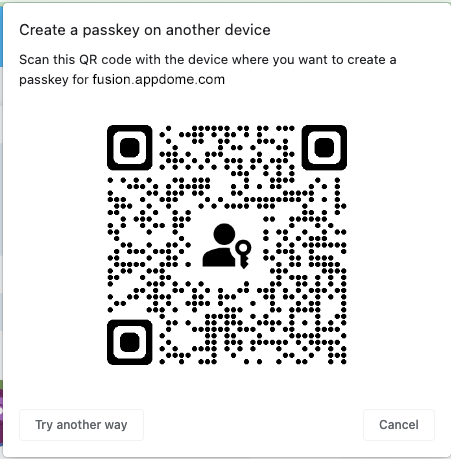 Passkey for Appdome -Passkey on other device