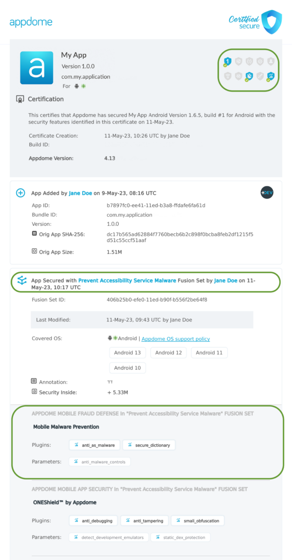 Prevent Accessibility Service Malware shown in Certificate secure