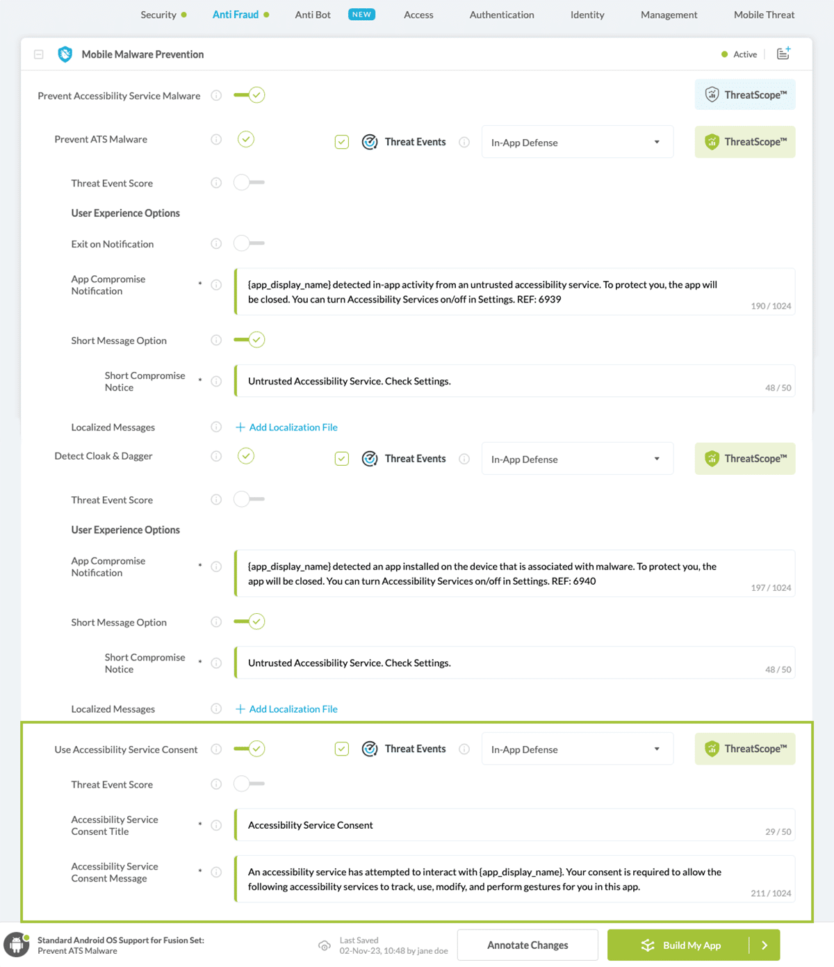 User Accessibility Service Consent option