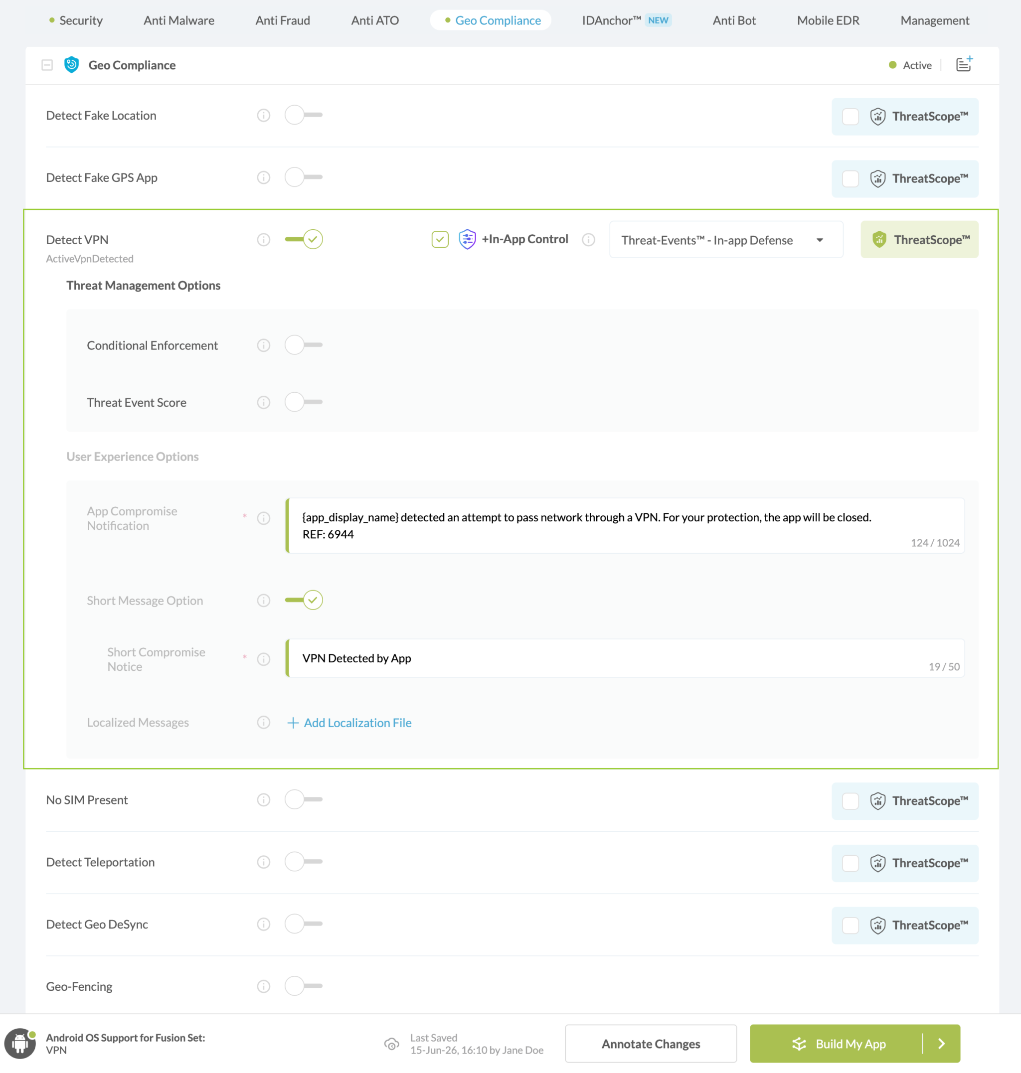 Detect VPN option