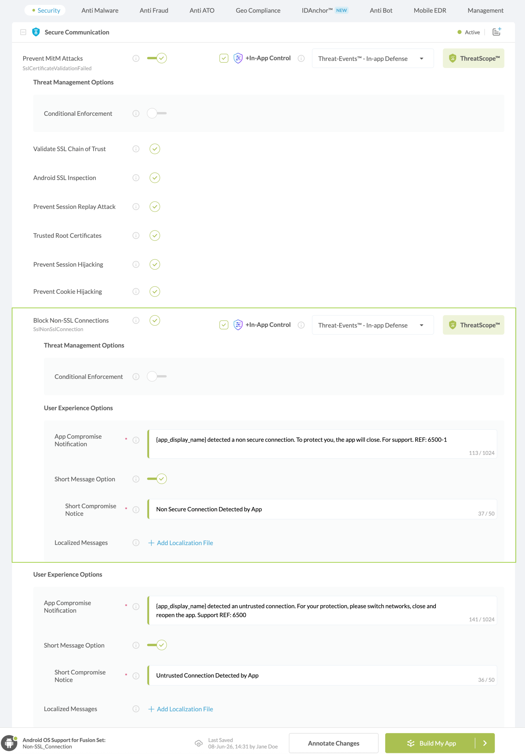 Block Non-SSL Connections option