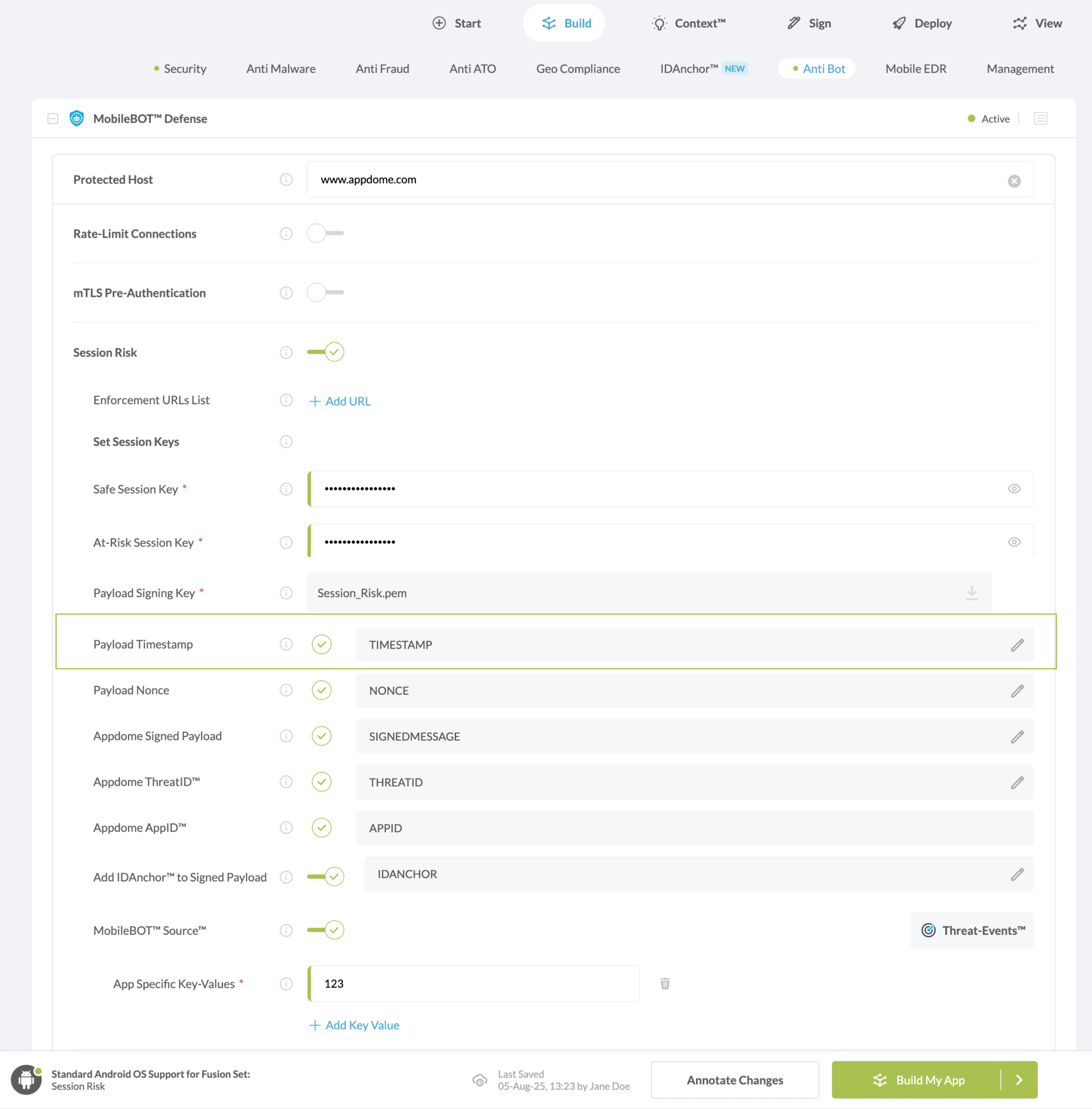 Payload Timestamp option
