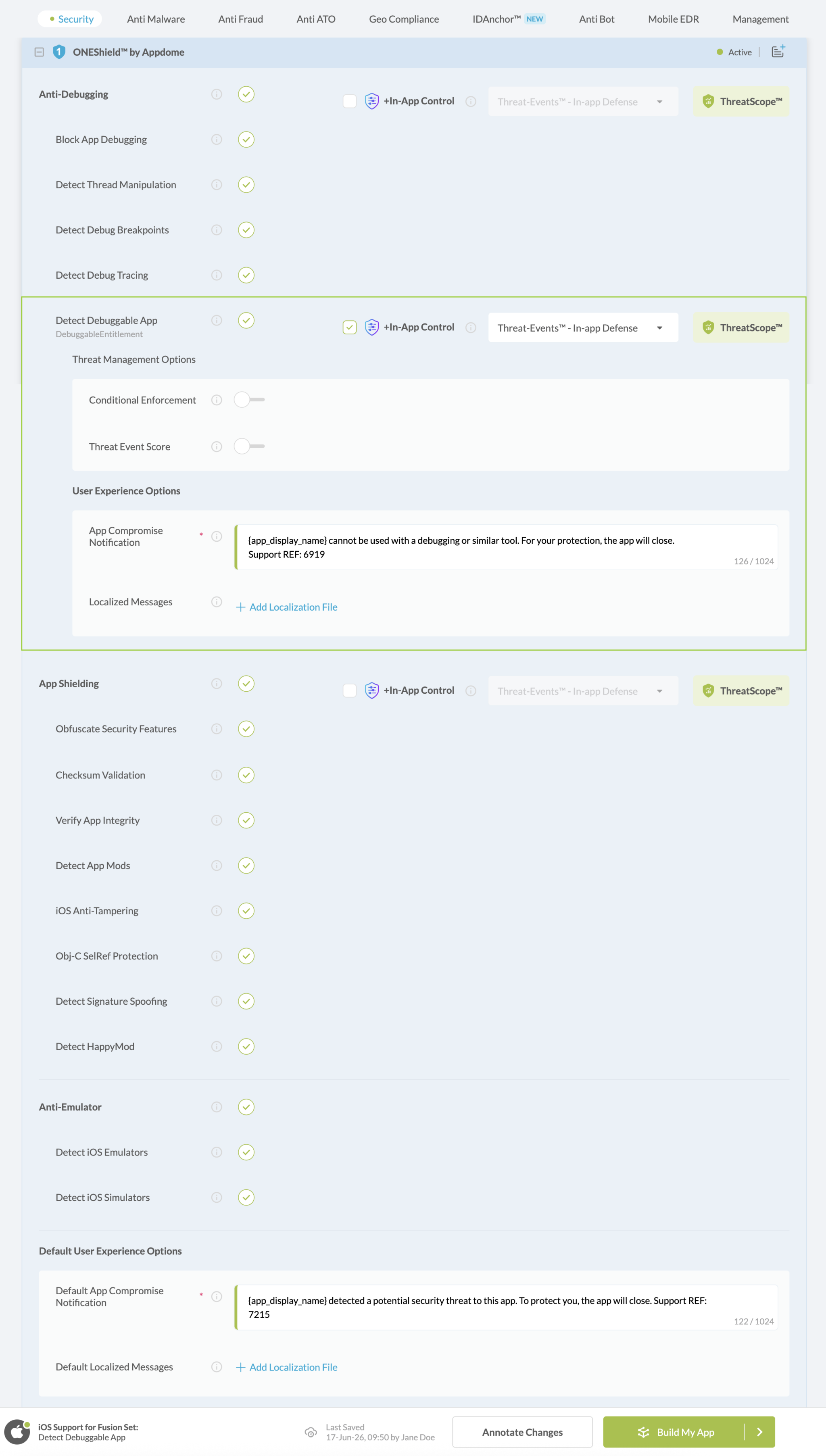 Detect Debuggable App option