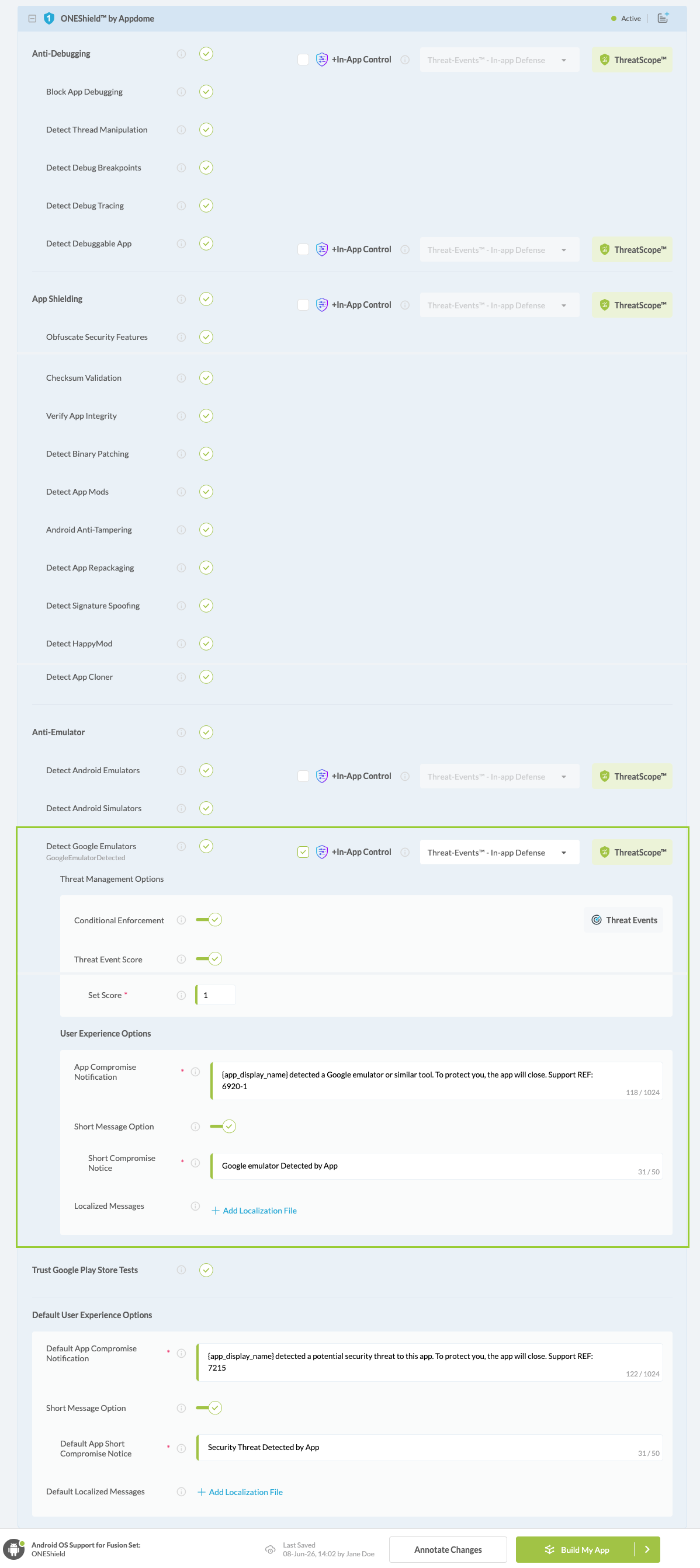 Detect Google Play Store Emulators option