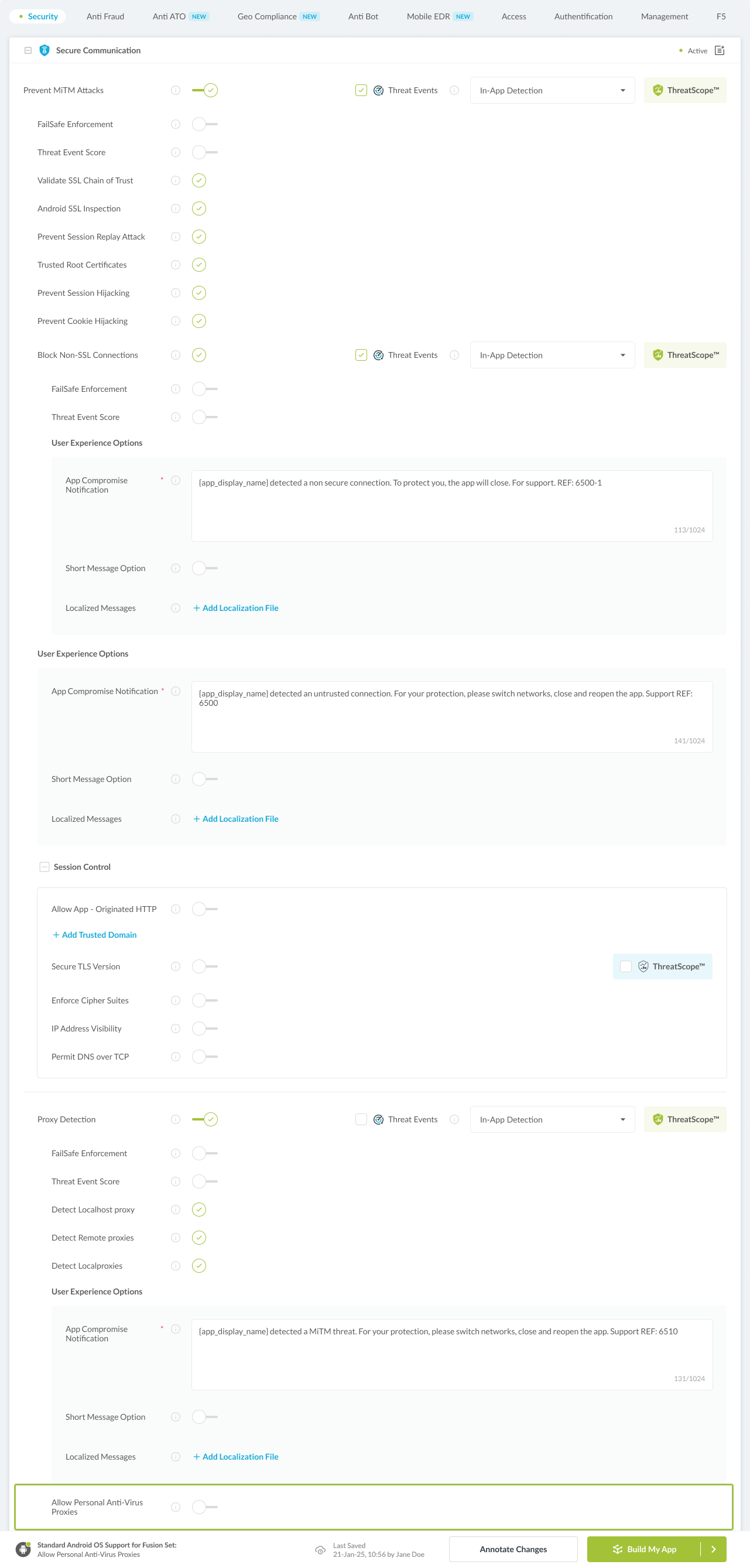  Allow Personal Anti-Virus Proxies option