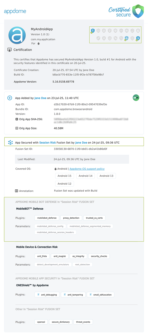 Payload Signing Key shown in Certificate secure