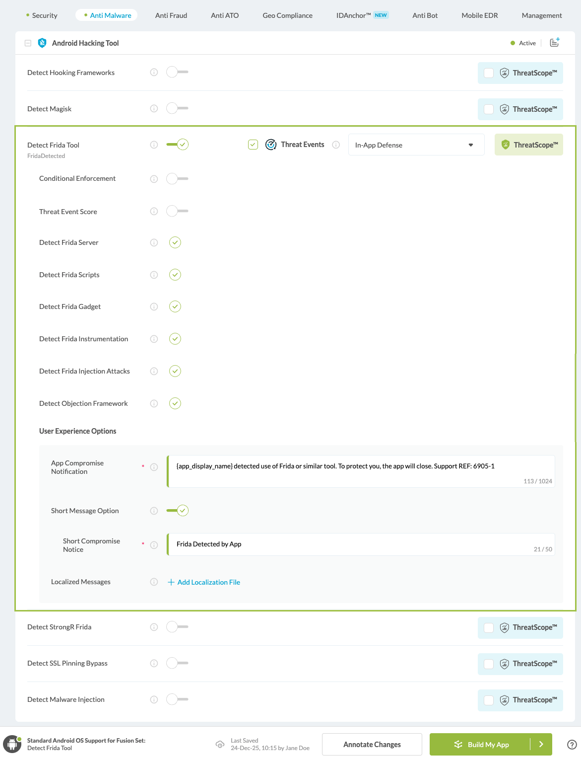 Detect Frida Gadget option