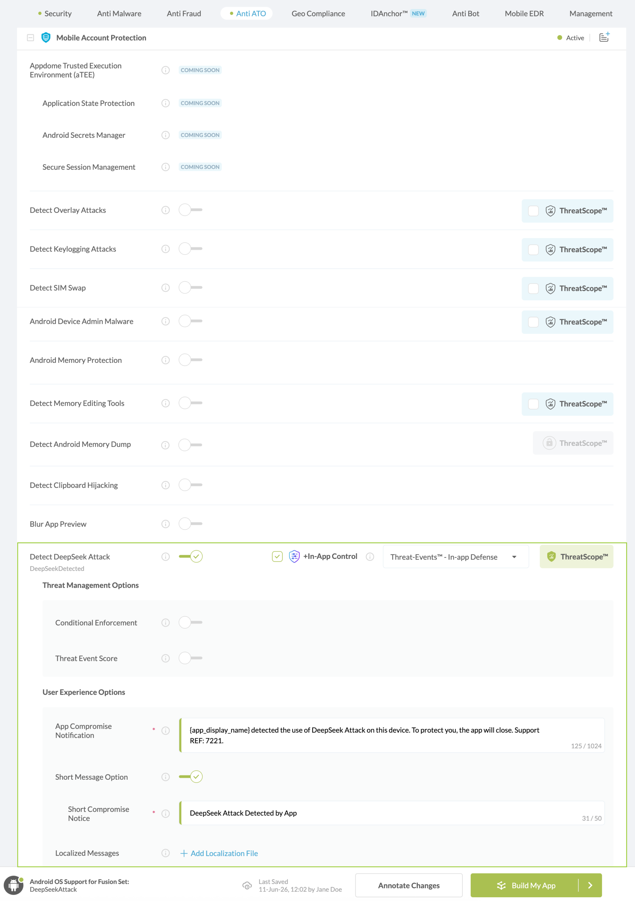Detect DeepSeek Attack option