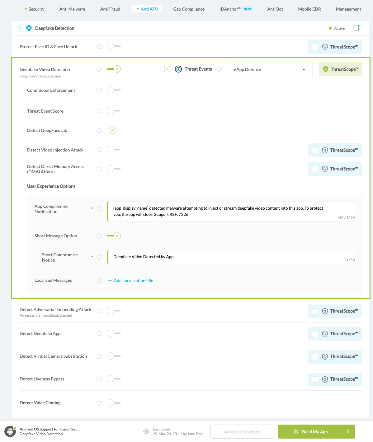 Deepfake Video Detection option