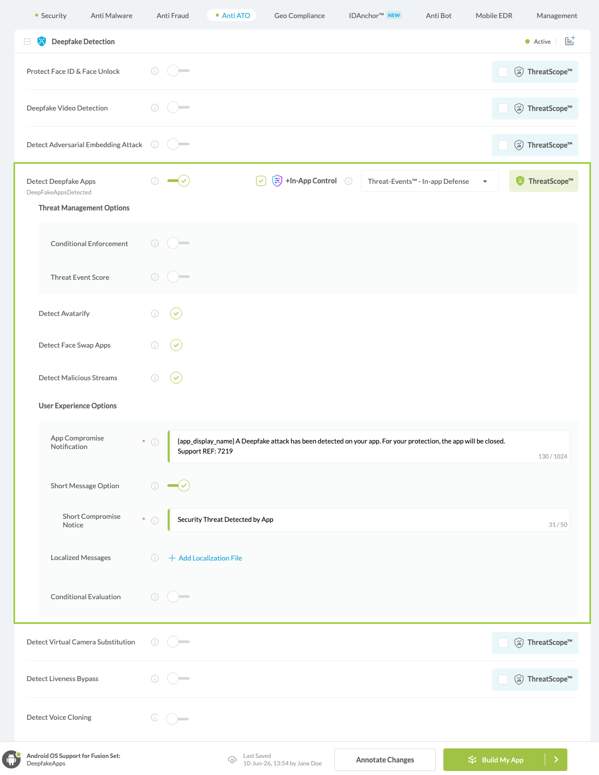 Detect Deepfake Apps option