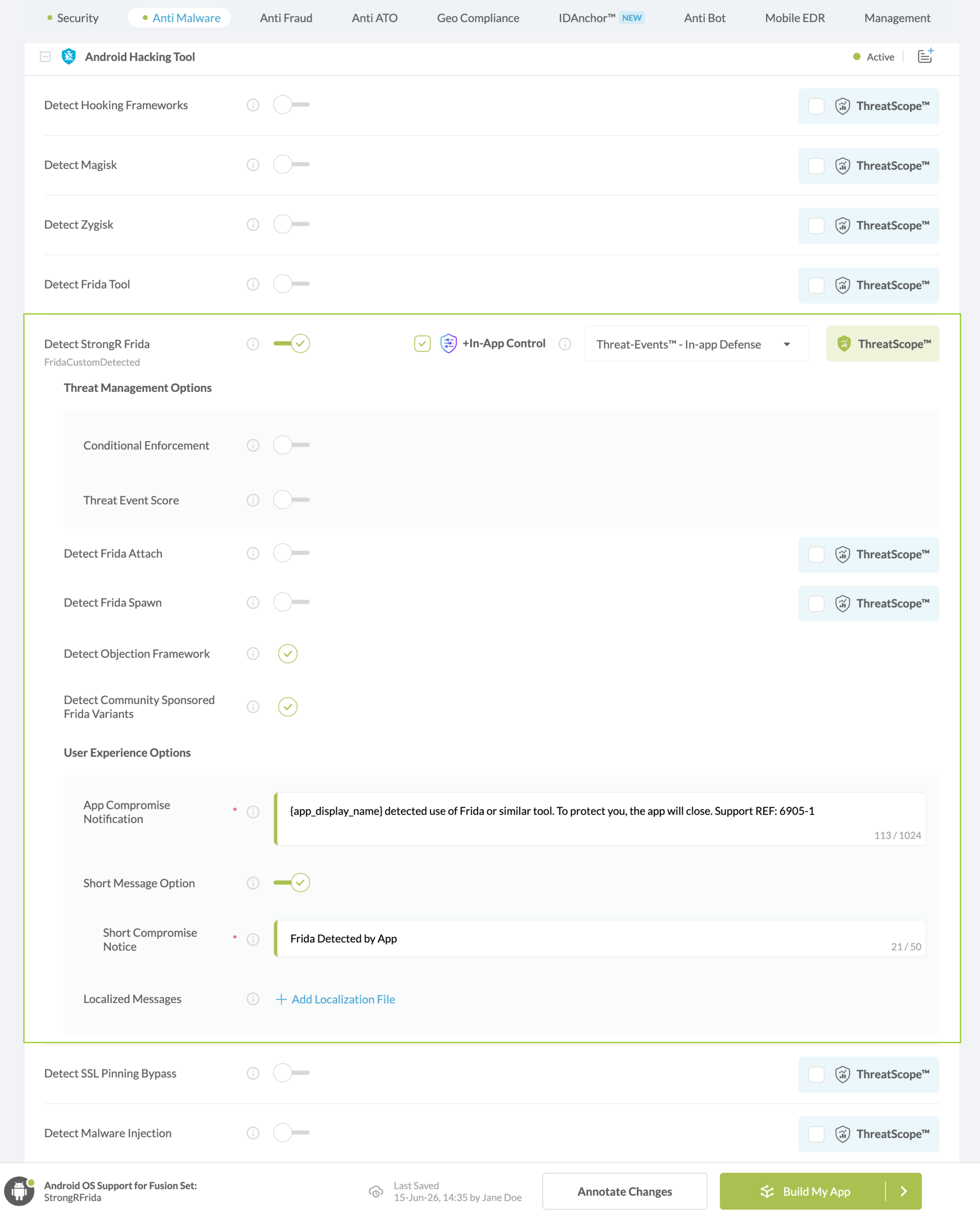 Detect StrongR Frida option