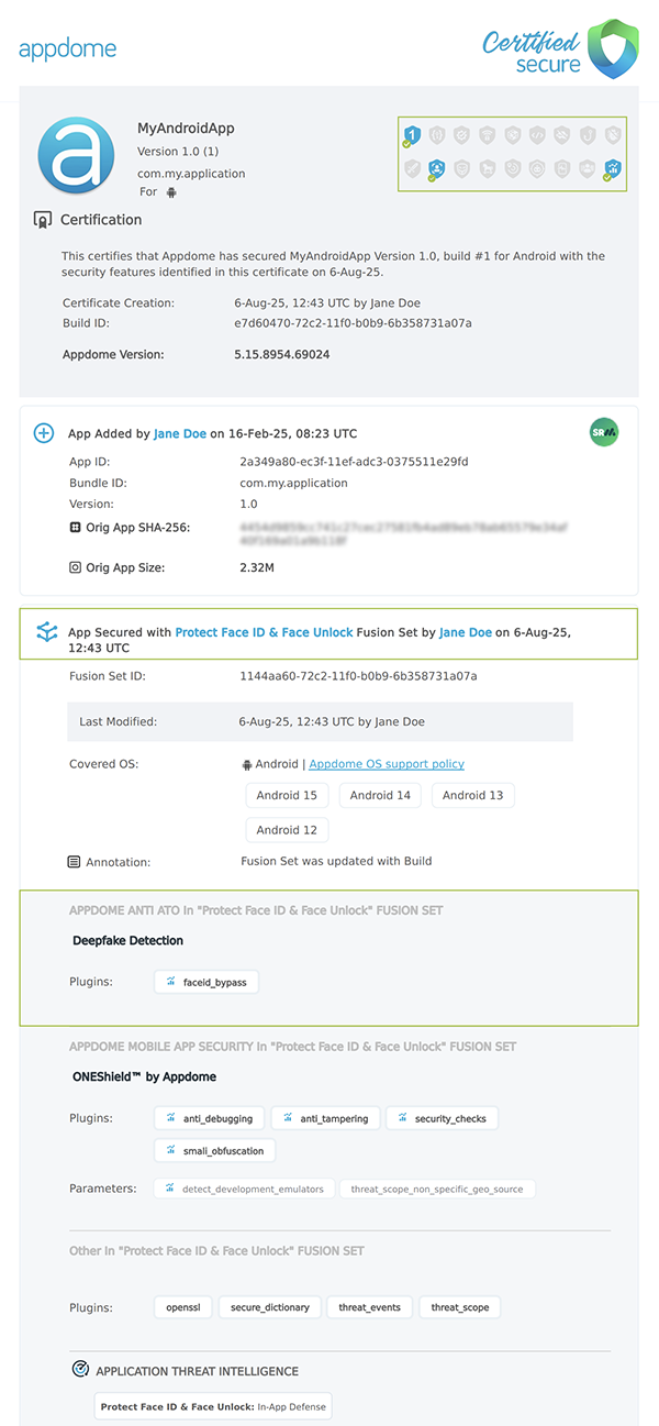 Detect Android SurfaceFlinger Exploits shown in Certificate secure