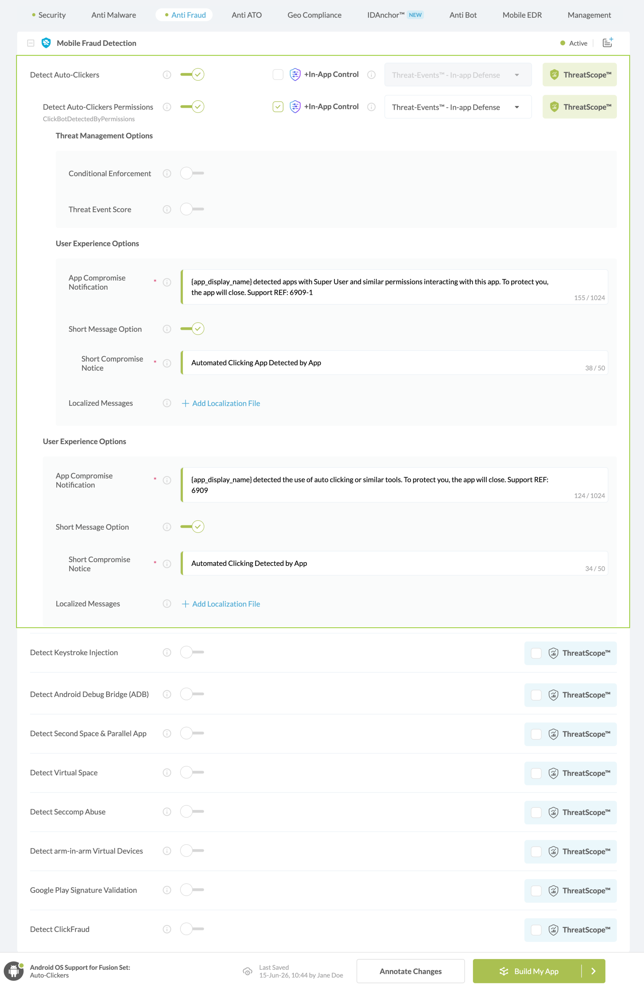 Detect Auto-Clickers Permissions option