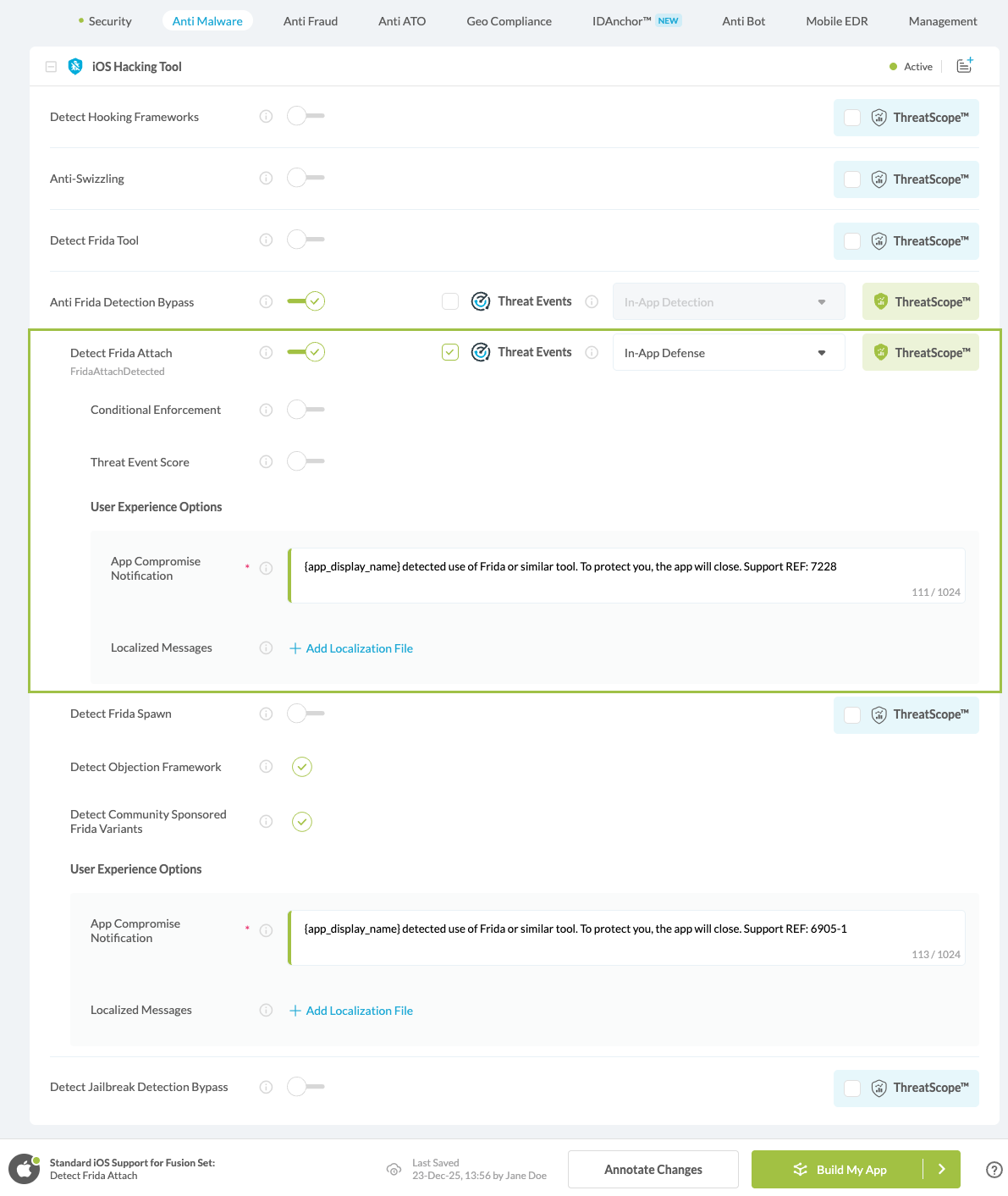 Detect Frida Attach option