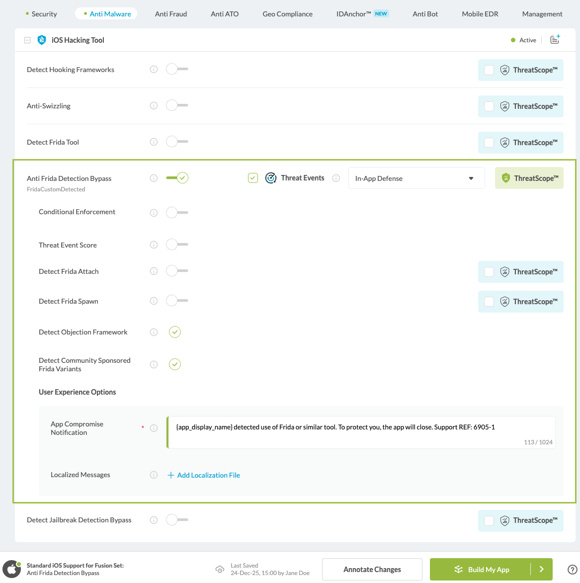 Anti Frida Detection Bypass option