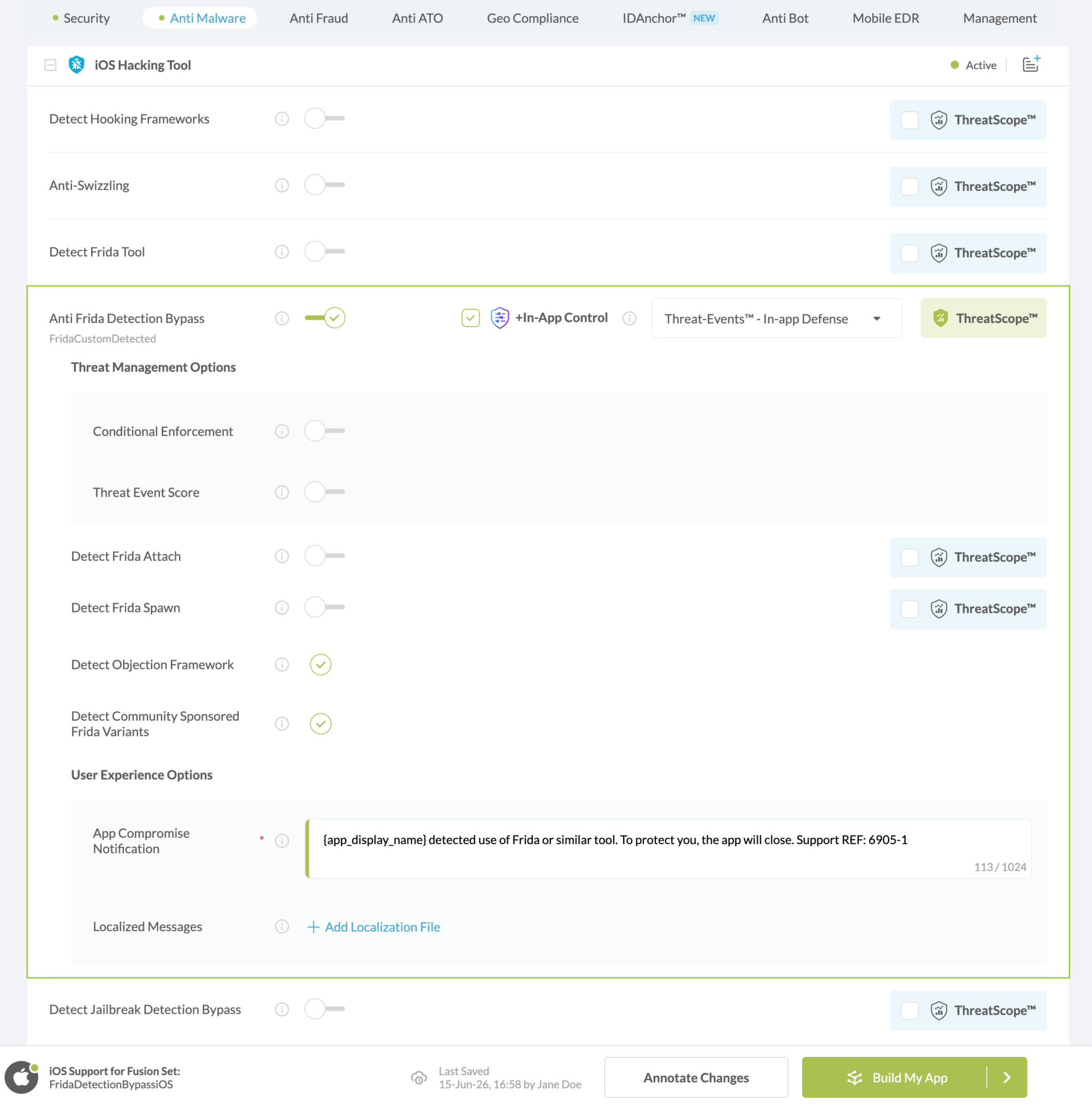 Anti Frida Detection Bypass option