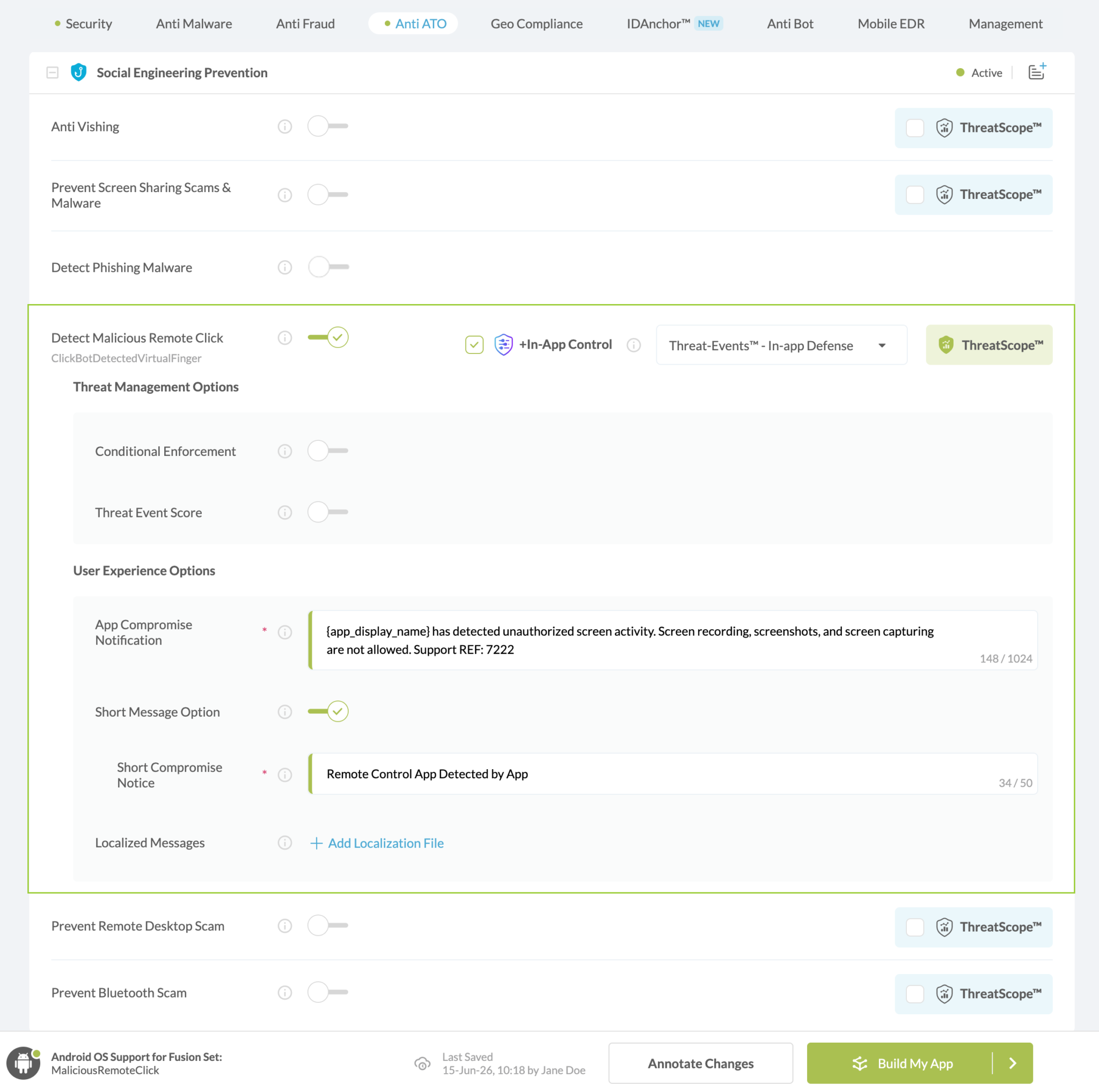 Detect Malicious Remote Click option