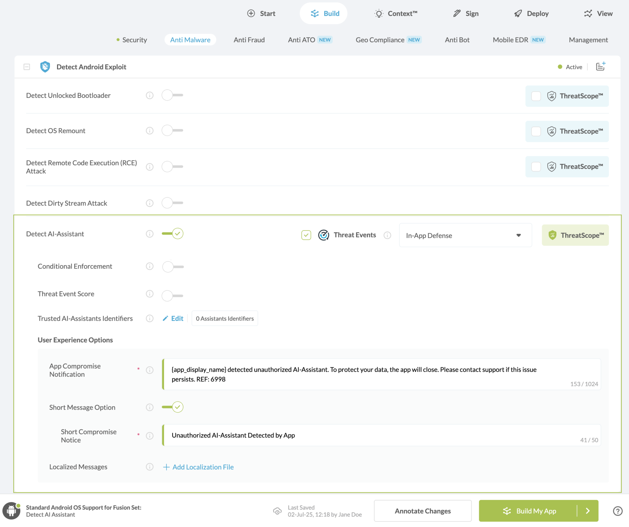 Detect AI-Assistant option