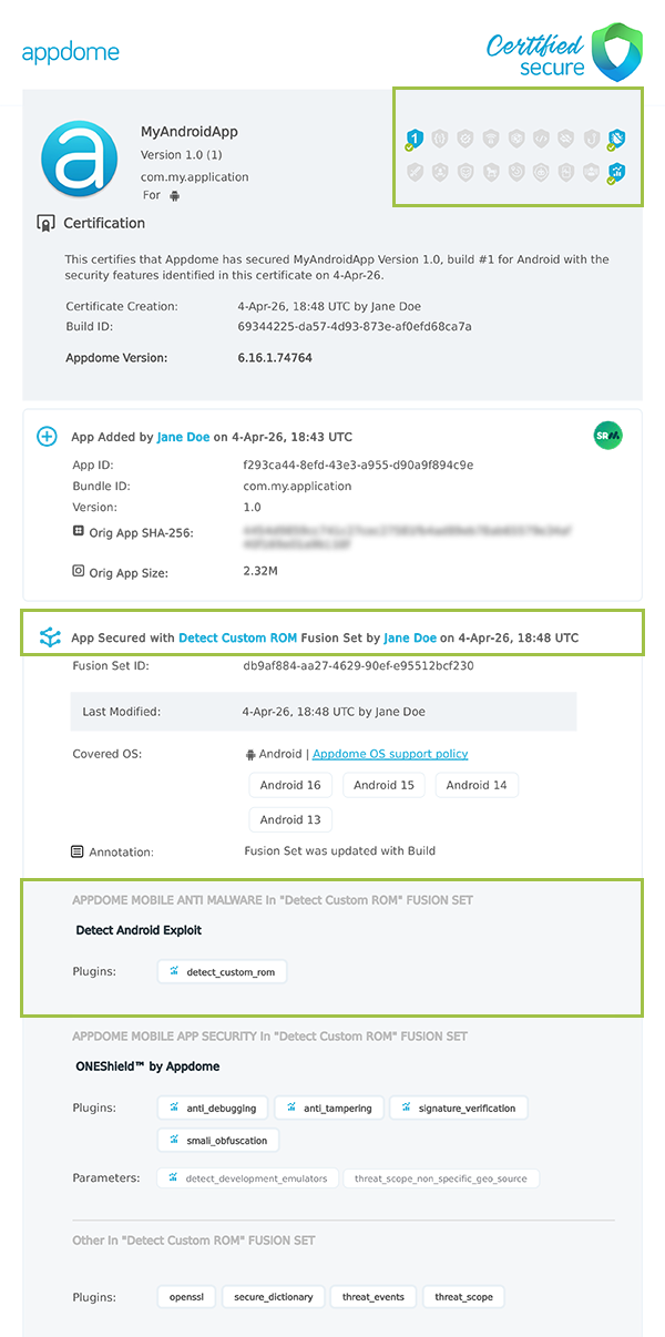 Detect Custom ROM shown in Certificate secure
